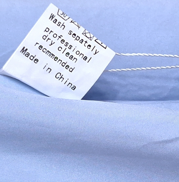 Womens blue top size Large sheer overlay short-sleeved blouse work - Picture 7 of 7